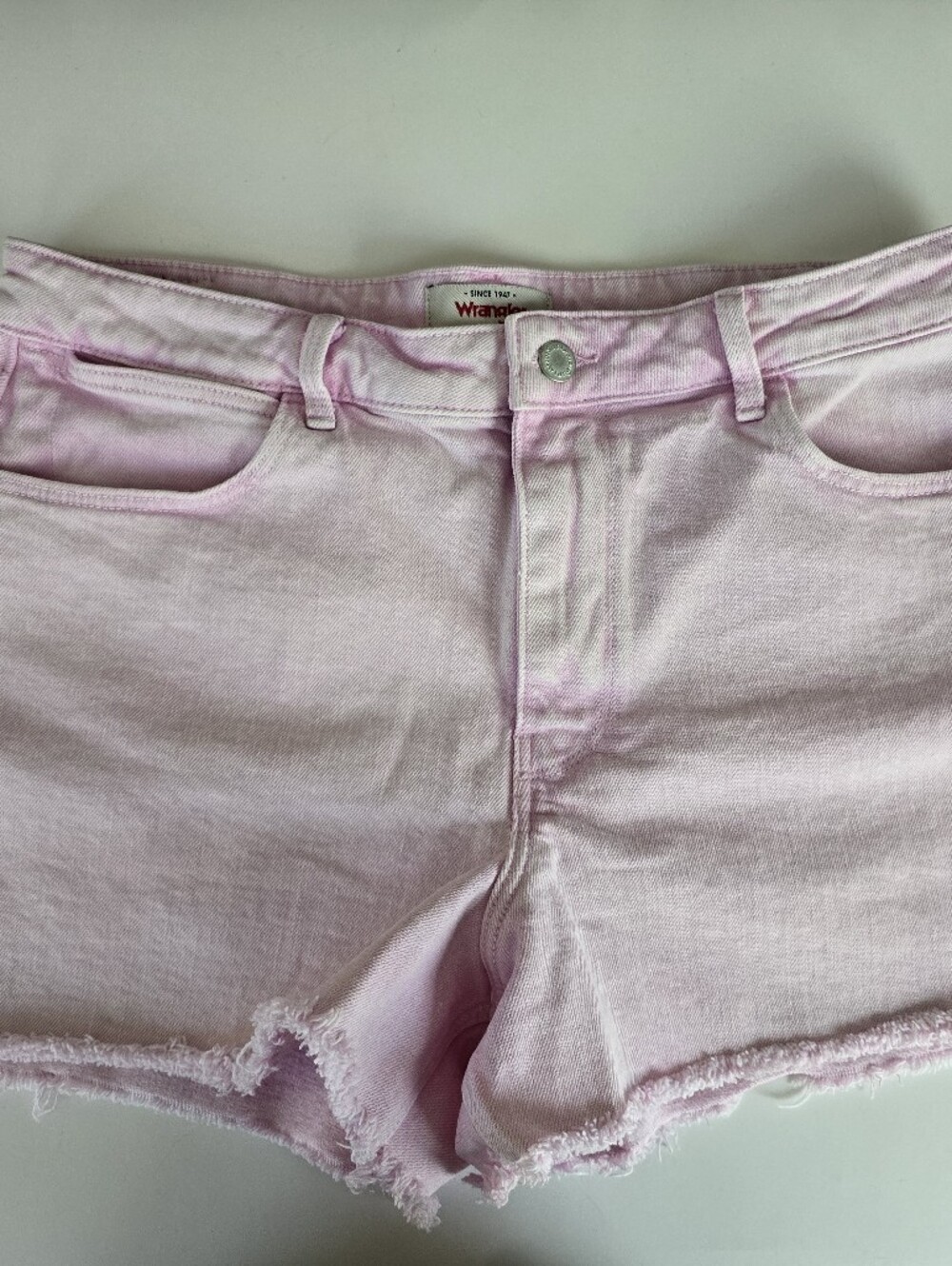 Wrangler Light Pink Denim Frayed Hem Shorts